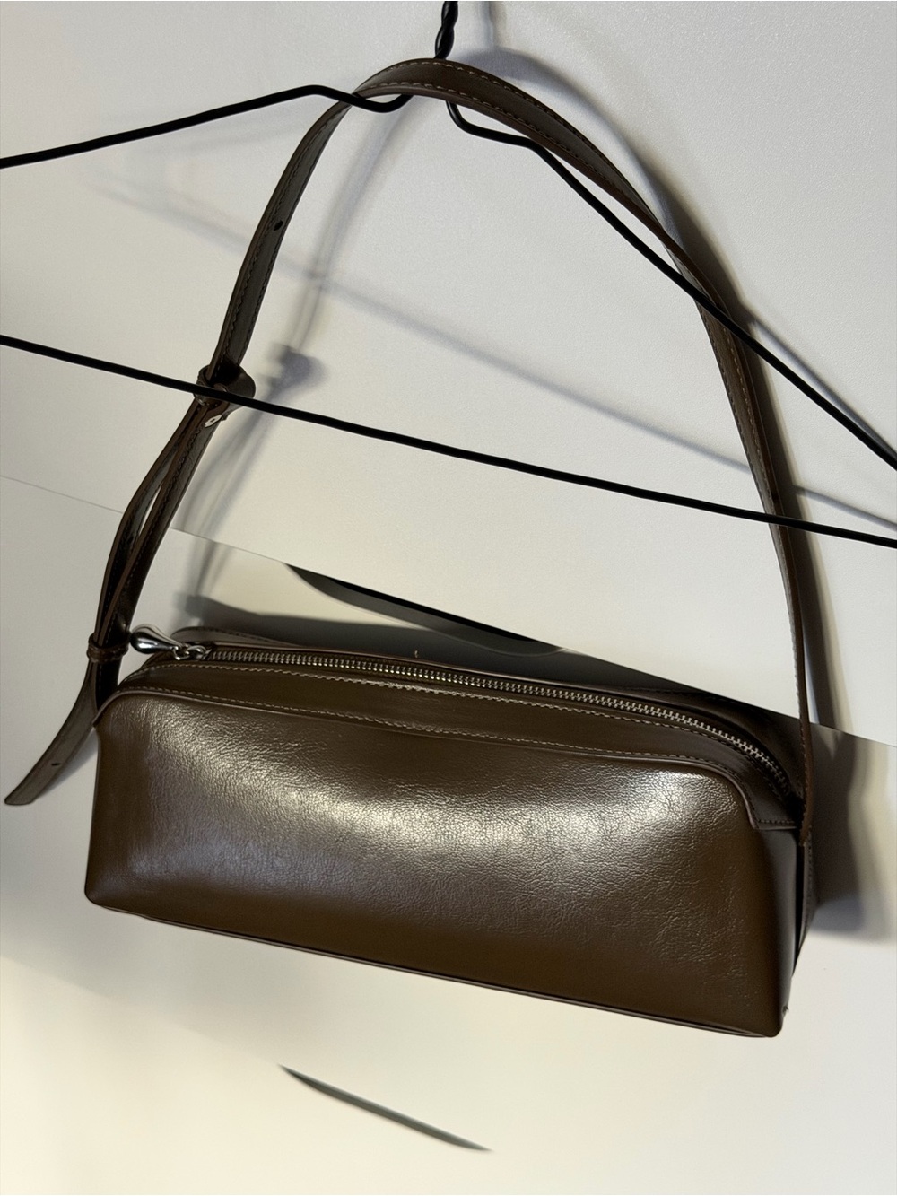ZARA olive green baguette bag